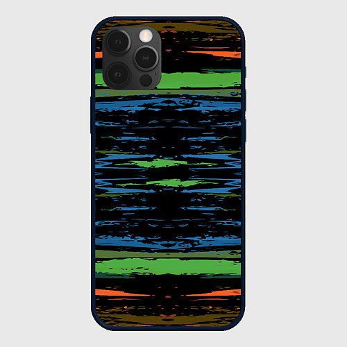 Чехол iPhone 12 Pro Max Мазки цветной краской paint strokes abstract / 3D-Черный – фото 1