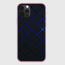 Чехол для iPhone 12 Pro Max Неоновая текстура прямоугольники, цвет: 3D-малиновый