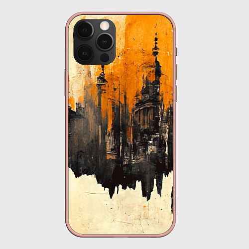Чехол iPhone 12 Pro Max Гранжевый город / 3D-Светло-розовый – фото 1