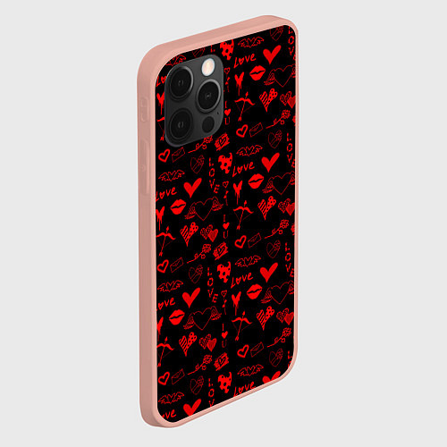 Чехол iPhone 12 Pro Max Знаки нашей любви / 3D-Светло-розовый – фото 2