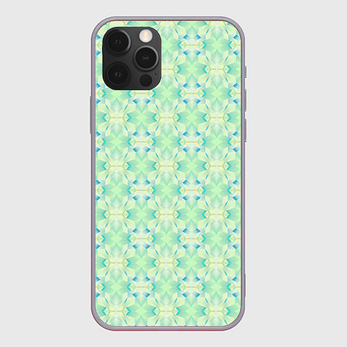 Чехол iPhone 12 Pro Max Нежно-салатовый абстрактный паттерн / 3D-Серый – фото 1