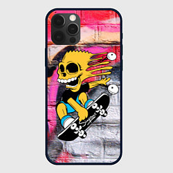 Чехол iPhone 12 Pro Max Скейтер Барт Симпсон на фоне стены с граффити