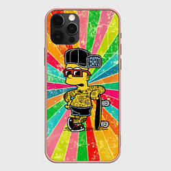 Чехол iPhone 12 Pro Max Барт Симпсон весь в татухах со скейтбордом