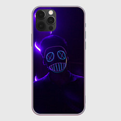 Чехол для iPhone 12 Pro Max Неоновый анонимус во тьме, цвет: 3D-серый