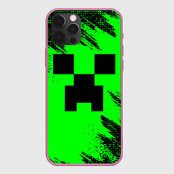 Чехол для iPhone 12 Pro Max Minecraft squares, цвет: 3D-малиновый