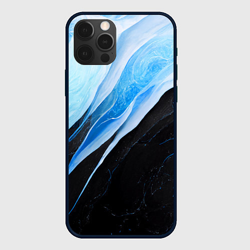 Чехол iPhone 12 Pro Max Тёмно-синий мрамор / 3D-Черный – фото 1