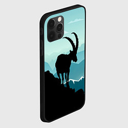 Чехол для iPhone 12 Pro Max Горный козел и горы, цвет: 3D-черный — фото 2