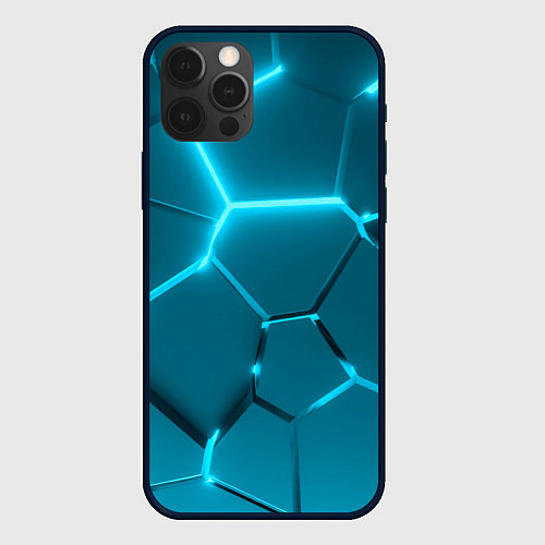 Чехол iPhone 12 Pro Max Ледяные неоновые геометрические плиты / 3D-Черный – фото 1