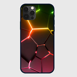Чехол для iPhone 12 Pro Max Неоновые радужные плиты, цвет: 3D-черный