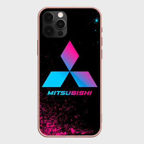 Чехол iPhone 12 Pro Max Mitsubishi - neon gradient / 3D-Светло-розовый – фото 1