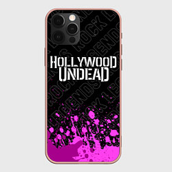 Чехол для iPhone 12 Pro Max Hollywood Undead rock legends: символ сверху, цвет: 3D-светло-розовый