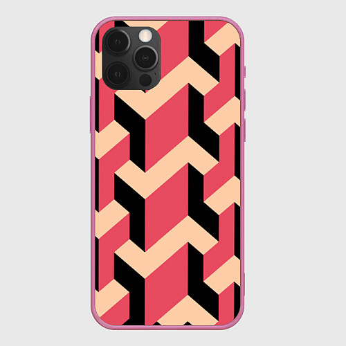 Чехол iPhone 12 Pro Max Объемный геометрический узор geometry / 3D-Малиновый – фото 1