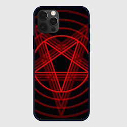 Чехол для iPhone 12 Pro Max Красная пентаграмма, цвет: 3D-черный