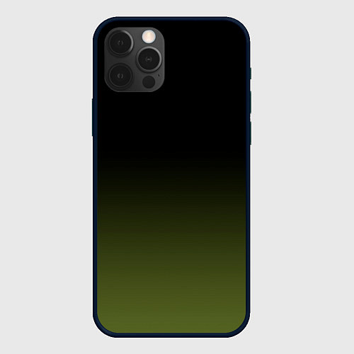 Чехол iPhone 12 Pro Max Черный и хвойный зеленый градиент / 3D-Черный – фото 1