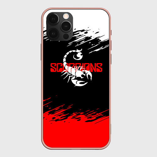 Чехол iPhone 12 Pro Max Scorpions - краска / 3D-Светло-розовый – фото 1