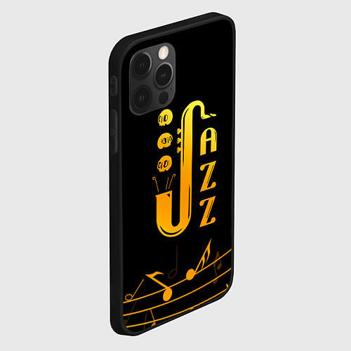 Чехол iPhone 12 Pro Max Jazz - ноты / 3D-Черный – фото 2