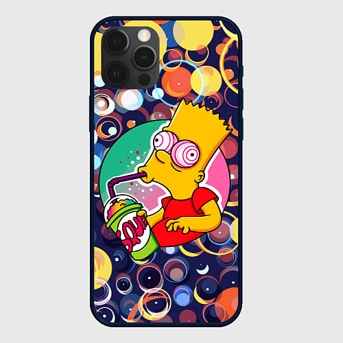 Чехол iPhone 12 Pro Max Bart Simpson пьёт лимонад / 3D-Черный – фото 1
