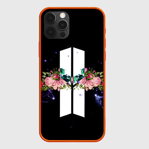 Чехол iPhone 12 Pro Max BTS Flowers In Space / 3D-Красный – фото 1