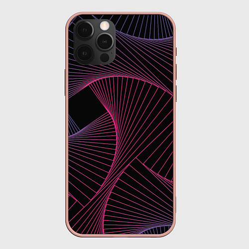 Чехол iPhone 12 Pro Max Неоновые волны градиент / 3D-Светло-розовый – фото 1