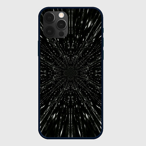 Чехол iPhone 12 Pro Max Летящее трехмерное пространство / 3D-Черный – фото 1
