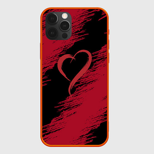 Чехол iPhone 12 Pro Max Нарисованное кистью сердце / 3D-Красный – фото 1