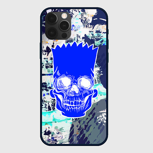 Чехол iPhone 12 Pro Max Синий череп Барта Симпсона / 3D-Черный – фото 1