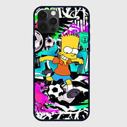 Чехол для iPhone 12 Pro Max Барт Симпсон - центр-форвард на фоне граффити, цвет: 3D-черный
