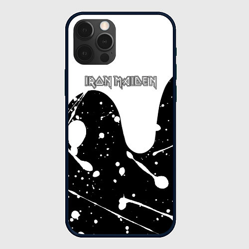 Чехол iPhone 12 Pro Max Iron Maiden - БРЫЗГИ КРАСОК / 3D-Черный – фото 1