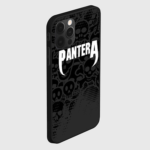 Чехол iPhone 12 Pro Max Pantera метал - черепа / 3D-Черный – фото 2