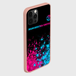 Чехол для iPhone 12 Pro Max Manchester United - neon gradient: символ сверху, цвет: 3D-светло-розовый — фото 2