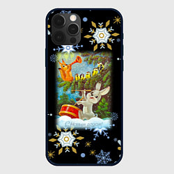Чехол для iPhone 12 Pro Max Новый год зайчик играет на барабане, цвет: 3D-черный