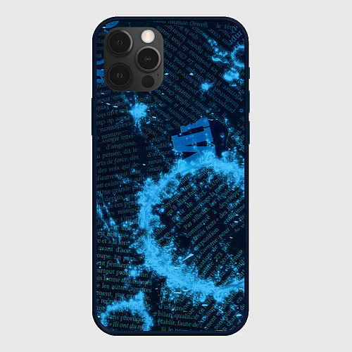 Чехол iPhone 12 Pro Max Капли на газете / 3D-Черный – фото 1