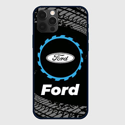 Чехол iPhone 12 Pro Max Ford в стиле Top Gear со следами шин на фоне