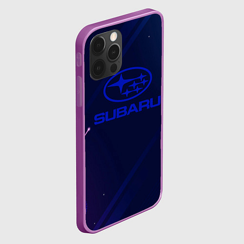 Чехол iPhone 12 Pro Max Subaru Абстракция неон / 3D-Сиреневый – фото 2