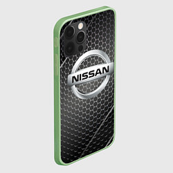 Чехол для iPhone 12 Pro Max Nissan метал карбон, цвет: 3D-салатовый — фото 2