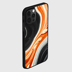 Чехол для iPhone 12 Pro Max Оранжевые разводы краски, цвет: 3D-черный — фото 2