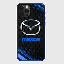 Чехол для iPhone 12 Pro Max Mazda Абстракция карбон, цвет: 3D-тёмно-синий