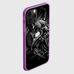 Чехол для iPhone 12 Pro Max Череп Демона - рисунок карандашом, цвет: 3D-сиреневый — фото 2