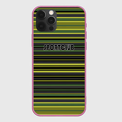 Чехол iPhone 12 Pro Max Спортклуб полосатый оливково-зеленый полосатый узо