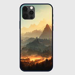 Чехол для iPhone 12 Pro Max Рассвет в горах, пейзаж, цвет: 3D-черный