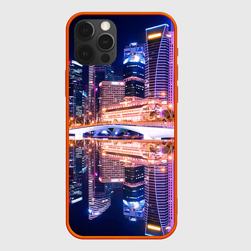 Чехол iPhone 12 Pro Max Ночной Сингапур / 3D-Красный – фото 1