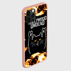 Чехол для iPhone 12 Pro Max Hollywood Undead рок кот и огонь, цвет: 3D-светло-розовый — фото 2