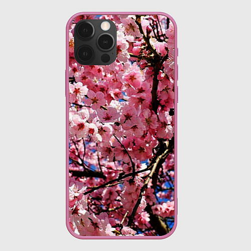 Чехол iPhone 12 Pro Max Дерево Черри Блоссом / 3D-Малиновый – фото 1