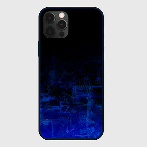 Чехол iPhone 12 Pro Max Однотонный черный и темно синий гранжевый градиент / 3D-Черный – фото 1