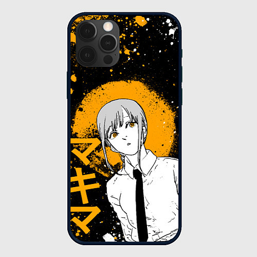 Чехол iPhone 12 Pro Max Макима - оранжевые брызги краски / 3D-Черный – фото 1