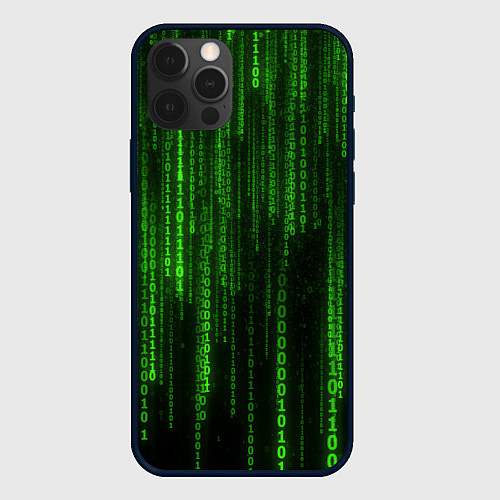 Чехол iPhone 12 Pro Max Двоичный код зеленый / 3D-Черный – фото 1