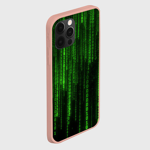 Чехол iPhone 12 Pro Max Двоичный код зеленый / 3D-Светло-розовый – фото 2