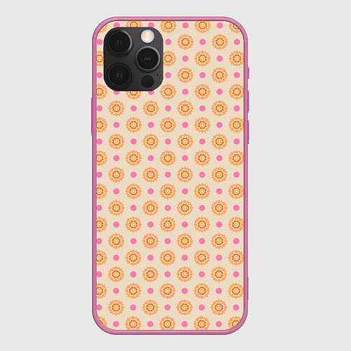 Чехол iPhone 12 Pro Max Цветочки пастельного цвета / 3D-Малиновый – фото 1