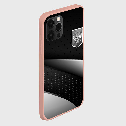 Чехол iPhone 12 Pro Max Russia - black & white / 3D-Светло-розовый – фото 2