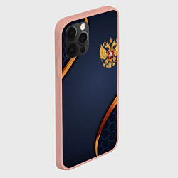 Чехол для iPhone 12 Pro Max Blue & gold герб России, цвет: 3D-светло-розовый — фото 2